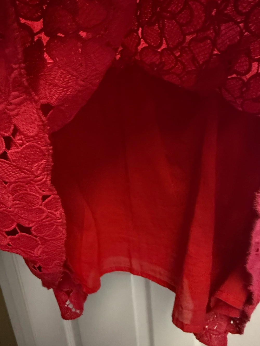 Tuckernuck Catalina red lace blouse with lining XXL - Picture 8 of 10